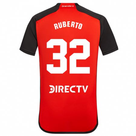 Kandiny Enfant Maillot Agustín Ruberto #32 Rouge Noir Blanc Tenues Extérieur 2024/25 T-Shirt