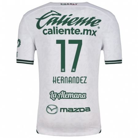 Kandiny Enfant Maillot Daniel Hernández #17 Blanc Vert Tenues Extérieur 2024/25 T-Shirt