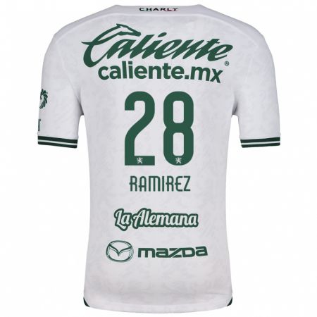 Kandiny Enfant Maillot David Ramírez #28 Blanc Vert Tenues Extérieur 2024/25 T-Shirt