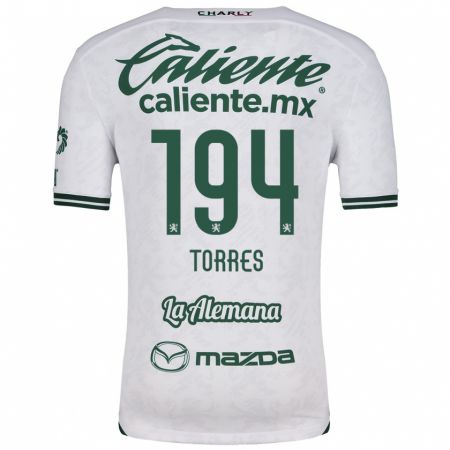 Kandiny Enfant Maillot Erick Torres #194 Blanc Vert Tenues Extérieur 2024/25 T-Shirt