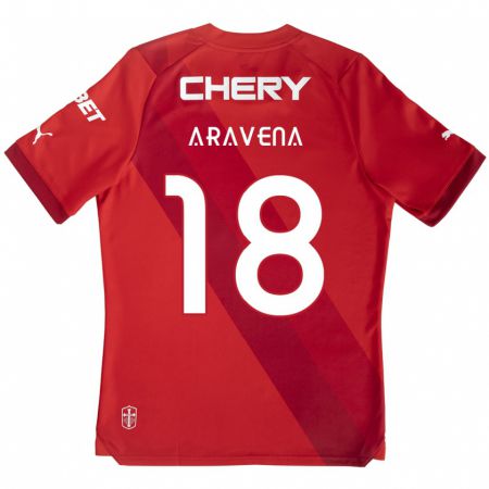 Kandiny Enfant Maillot Alexander Aravena #18 Rouge Blanc Tenues Extérieur 2024/25 T-Shirt