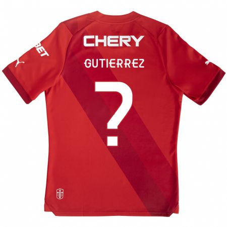 Kandiny Enfant Maillot Felipe Gutierrez #0 Rouge Blanc Tenues Extérieur 2024/25 T-Shirt