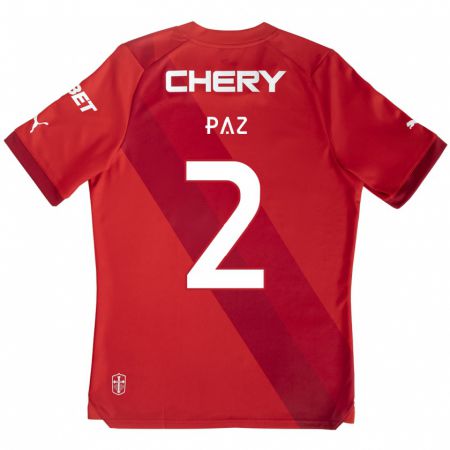 Kandiny Enfant Maillot Nehuén Paz #2 Rouge Blanc Tenues Extérieur 2024/25 T-Shirt