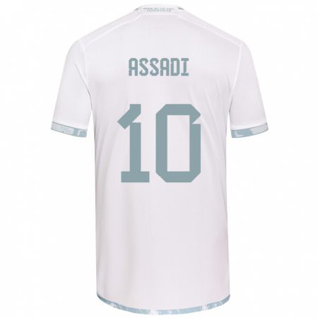 Kandiny Enfant Maillot Lucas Assadi #10 Blanc Gris Tenues Extérieur 2024/25 T-Shirt