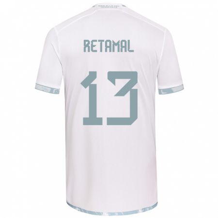 Kandiny Enfant Maillot David Retamal #13 Blanc Gris Tenues Extérieur 2024/25 T-Shirt