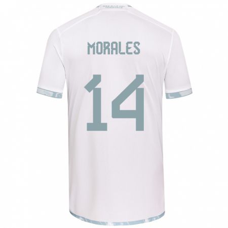 Kandiny Enfant Maillot Marcelo Morales #14 Blanc Gris Tenues Extérieur 2024/25 T-Shirt