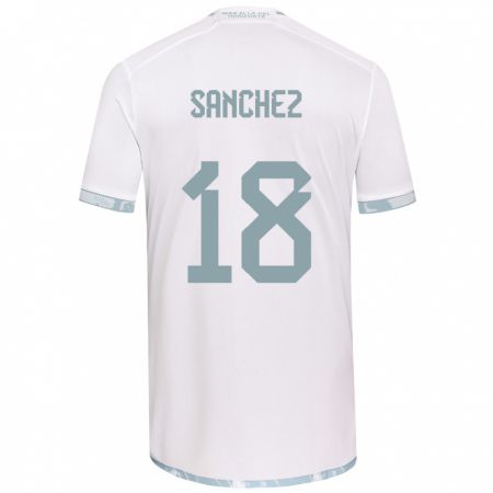 Kandiny Enfant Maillot Bárbara Sánchez #18 Blanc Gris Tenues Extérieur 2024/25 T-Shirt