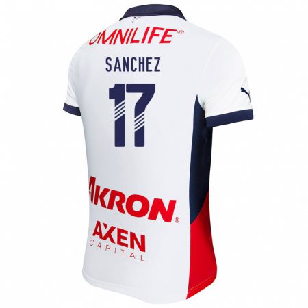 Kandiny Enfant Maillot Jesús Sánchez #17 Blanc Rouge Bleu Tenues Extérieur 2024/25 T-Shirt