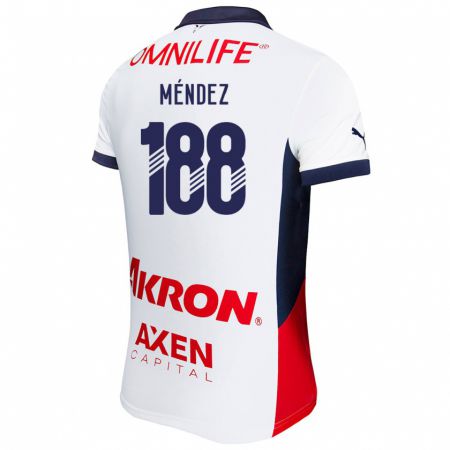 Kandiny Enfant Maillot Francisco Méndez #188 Blanc Rouge Bleu Tenues Extérieur 2024/25 T-Shirt