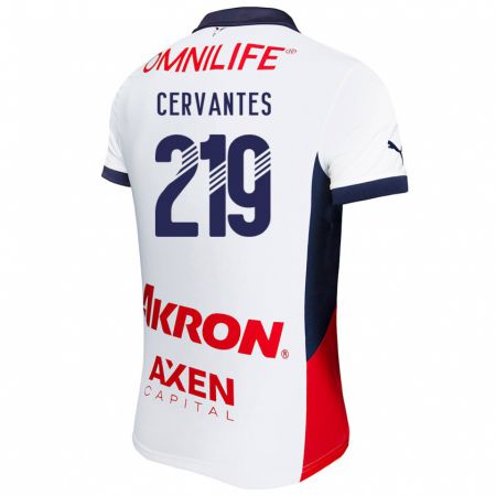 Kandiny Enfant Maillot Daniel Cervantes #219 Blanc Rouge Bleu Tenues Extérieur 2024/25 T-Shirt