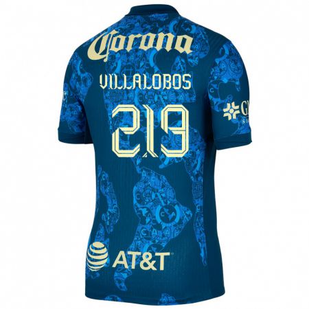 Kandiny Enfant Maillot Patricio Villalobos #219 Bleu Jaune Tenues Extérieur 2024/25 T-Shirt