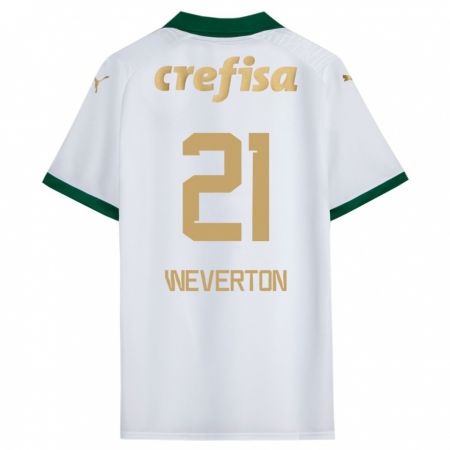 Kandiny Enfant Maillot Weverton #21 Blanc Vert Tenues Extérieur 2024/25 T-Shirt