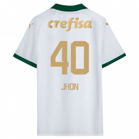 Kandiny Enfant Maillot Jhon Jhon #40 Blanc Vert Tenues Extérieur 2024/25 T-Shirt