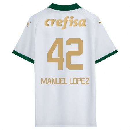 Kandiny Enfant Maillot José Manuel López #42 Blanc Vert Tenues Extérieur 2024/25 T-Shirt