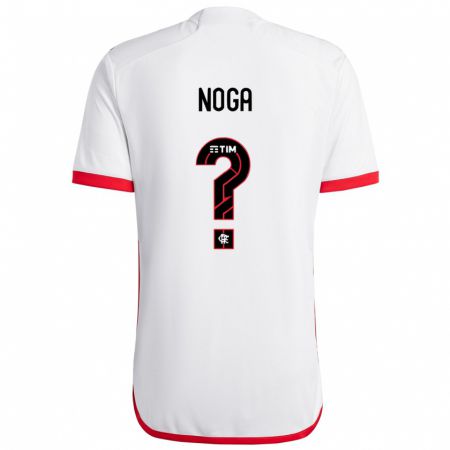 Kandiny Enfant Maillot Gabriel Noga #0 Blanc Rouge Tenues Extérieur 2024/25 T-Shirt