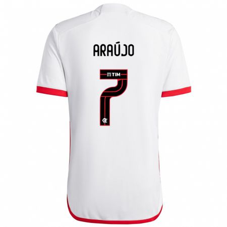 Kandiny Enfant Maillot Luiz Araújo #7 Blanc Rouge Tenues Extérieur 2024/25 T-Shirt