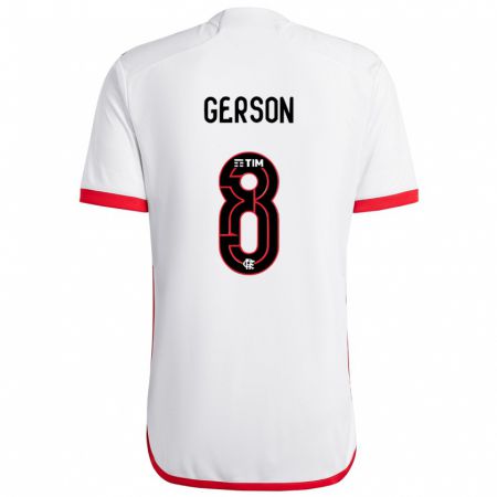 Kandiny Enfant Maillot Gerson #8 Blanc Rouge Tenues Extérieur 2024/25 T-Shirt