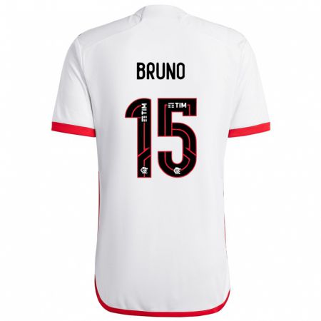 Kandiny Enfant Maillot Fabrício Bruno #15 Blanc Rouge Tenues Extérieur 2024/25 T-Shirt