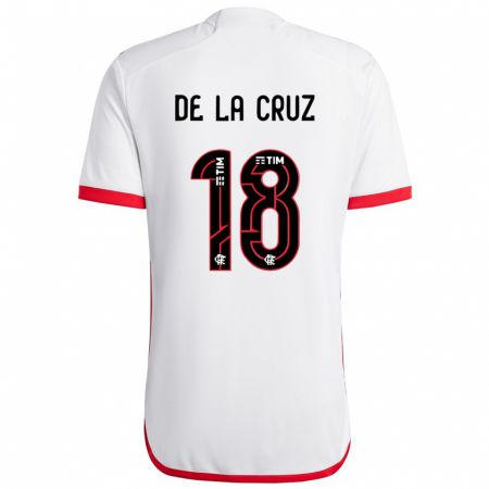 Kandiny Enfant Maillot Nicolás De La Cruz #18 Blanc Rouge Tenues Extérieur 2024/25 T-Shirt