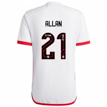 Kandiny Enfant Maillot Allan #21 Blanc Rouge Tenues Extérieur 2024/25 T-Shirt