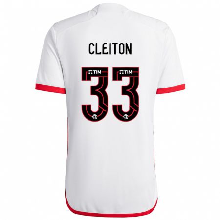 Kandiny Enfant Maillot Cleiton #33 Blanc Rouge Tenues Extérieur 2024/25 T-Shirt