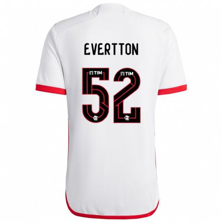 Kandiny Enfant Maillot Evertton #52 Blanc Rouge Tenues Extérieur 2024/25 T-Shirt