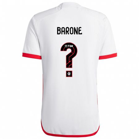 Kandiny Enfant Maillot Caio Barone #0 Blanc Rouge Tenues Extérieur 2024/25 T-Shirt