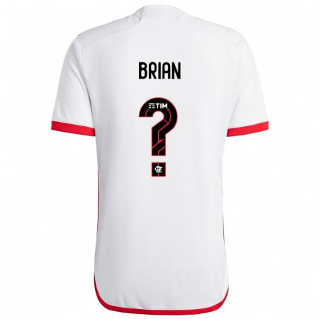 Kandiny Enfant Maillot Felipe Brian #0 Blanc Rouge Tenues Extérieur 2024/25 T-Shirt