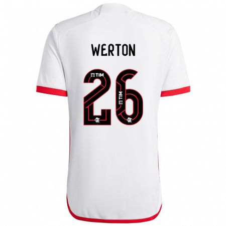 Kandiny Enfant Maillot Werton #26 Blanc Rouge Tenues Extérieur 2024/25 T-Shirt