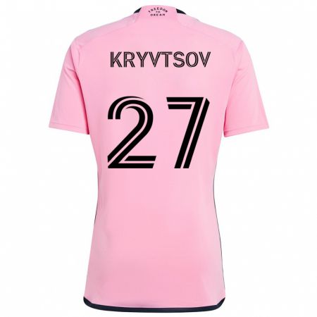 Kandiny Homme Maillot Sergiy Kryvtsov #27 Rose Tenues Domicile 2024/25 T-Shirt