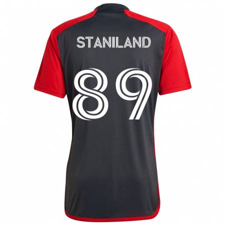 Kandiny Homme Maillot Charlie Staniland #89 Rouge Gris Tenues Domicile 2024/25 T-Shirt