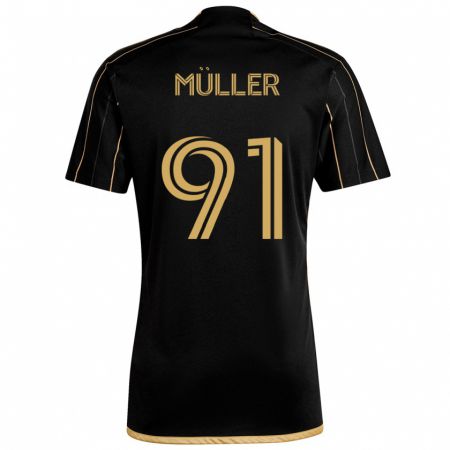 Kandiny Homme Maillot Luis Müller #91 Or Noir Tenues Domicile 2024/25 T-Shirt