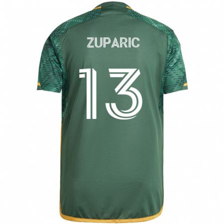 Kandiny Homme Maillot Dario Zuparic #13 Vert Orange Tenues Domicile 2024/25 T-Shirt