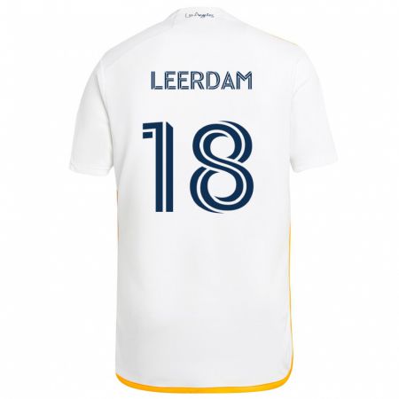 Kandiny Homme Maillot Kelvin Leerdam #18 Blanc Jaune Tenues Domicile 2024/25 T-Shirt