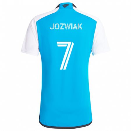 Kandiny Homme Maillot Kamil Józwiak #7 Bleu Blanc Tenues Domicile 2024/25 T-Shirt