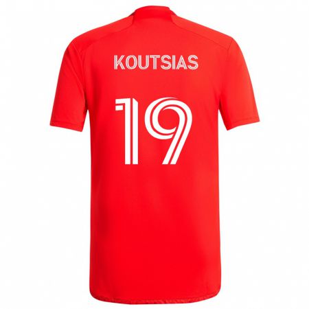 Kandiny Homme Maillot Georgios Koutsias #19 Rouge Blanc Tenues Domicile 2024/25 T-Shirt