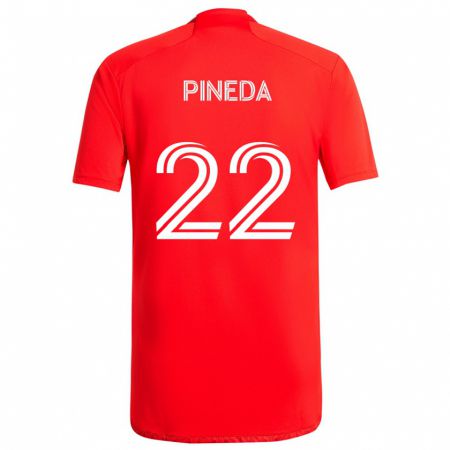 Kandiny Homme Maillot Mauricio Pineda #22 Rouge Blanc Tenues Domicile 2024/25 T-Shirt