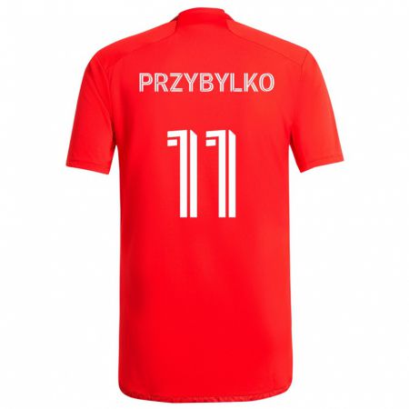 Kandiny Homme Maillot Kacper Przybylko #11 Rouge Blanc Tenues Domicile 2024/25 T-Shirt