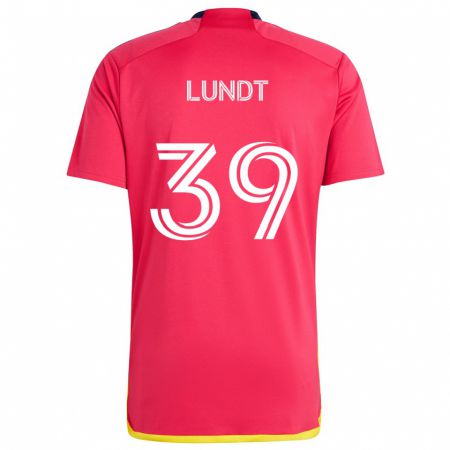 Kandiny Homme Maillot Ben Lundt #39 Rouge Bleu Tenues Domicile 2024/25 T-Shirt