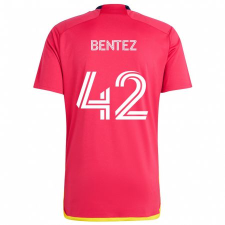 Kandiny Homme Maillot Óscar Benítez #42 Rouge Bleu Tenues Domicile 2024/25 T-Shirt