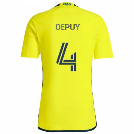 Kandiny Homme Maillot Nick Depuy #4 Jaune Bleu Tenues Domicile 2024/25 T-Shirt