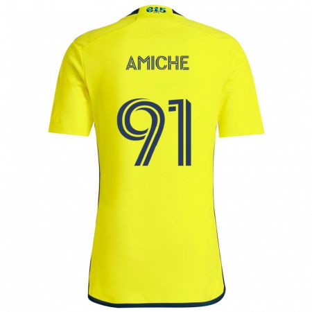 Kandiny Homme Maillot Kemy Amiche #91 Jaune Bleu Tenues Domicile 2024/25 T-Shirt