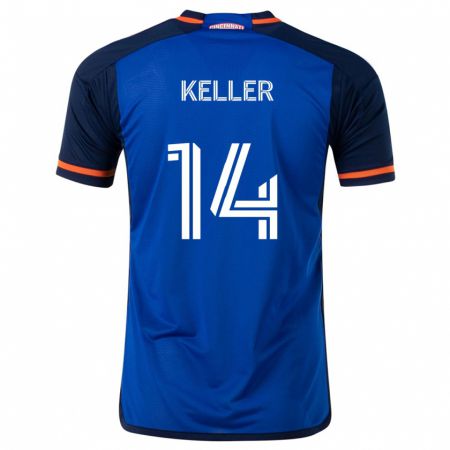 Kandiny Homme Maillot Kipp Keller #14 Bleu Blanc Tenues Domicile 2024/25 T-Shirt