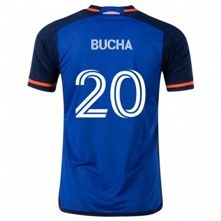 Kandiny Homme Maillot Pavel Bucha #20 Bleu Blanc Tenues Domicile 2024/25 T-Shirt