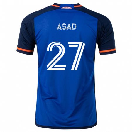 Kandiny Homme Maillot Yamil Asad #27 Bleu Blanc Tenues Domicile 2024/25 T-Shirt