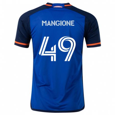 Kandiny Homme Maillot Peter Mangione #49 Bleu Blanc Tenues Domicile 2024/25 T-Shirt