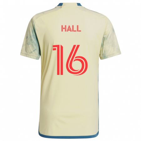 Kandiny Homme Maillot Julian Hall #16 Jaune Rouge Bleu Tenues Domicile 2024/25 T-Shirt