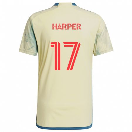 Kandiny Homme Maillot Cameron Harper #17 Jaune Rouge Bleu Tenues Domicile 2024/25 T-Shirt