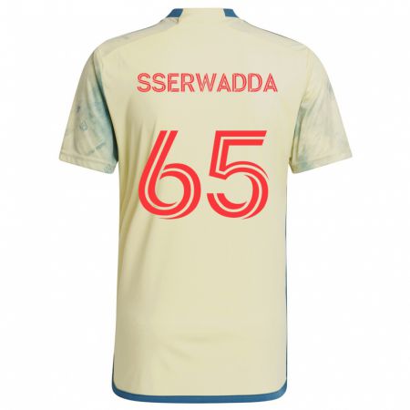 Kandiny Homme Maillot Steven Sserwadda #65 Jaune Rouge Bleu Tenues Domicile 2024/25 T-Shirt