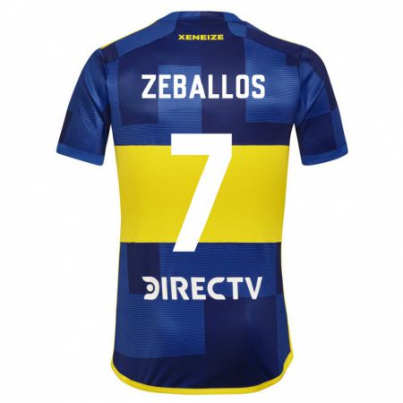 Kandiny Homme Maillot Exequiel Zeballos #7 Bleu Jaune Tenues Domicile 2024/25 T-Shirt